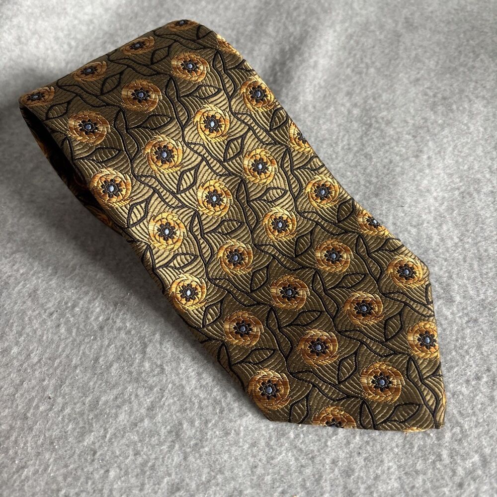Robert Talbott Tie Best Of Class Gold Bronze Geometric L:56" W:3.75"